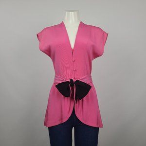 Vintage Jeannene Booher Pink Peplum Button Top Size S